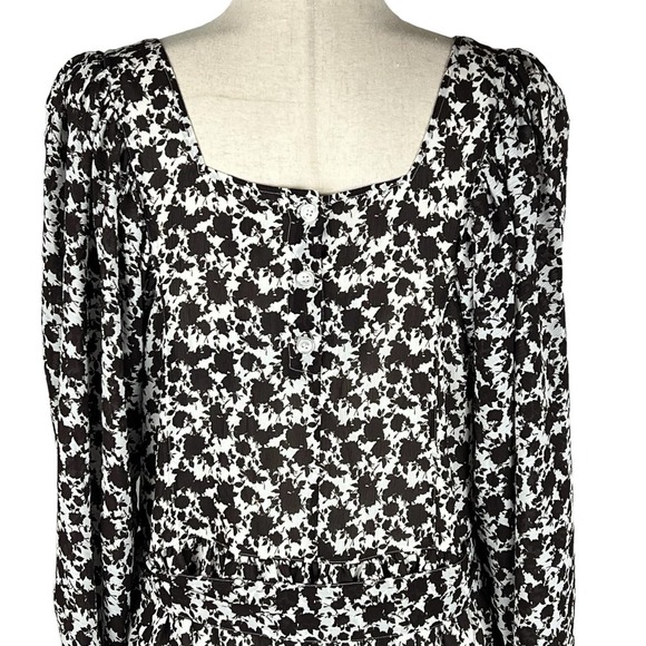 BOSS DUFFI LONG SLEEVE TIE WAIST DRESS IN BLACK‎ COFFEE FANTASY NWT WOMEN'S 6 - Picture 9 of 16